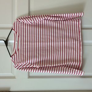 Boat neck red white striped tee long sleeve women s